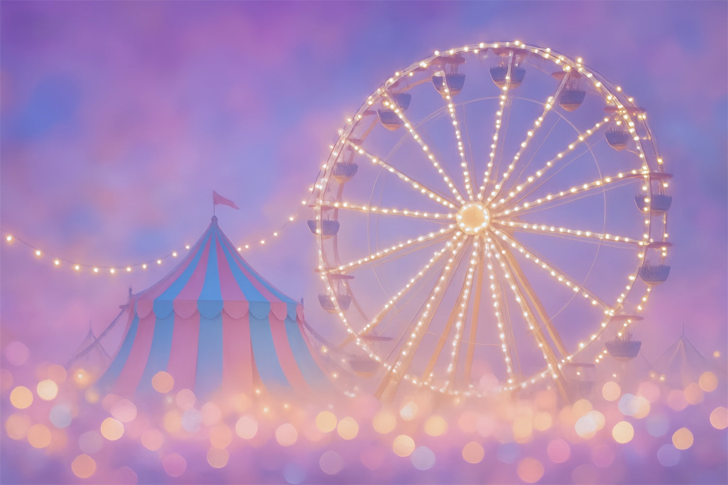 Circus Backdrop Carnival Ferris Wheel Tent Lights Children Backdrops MRR9-35