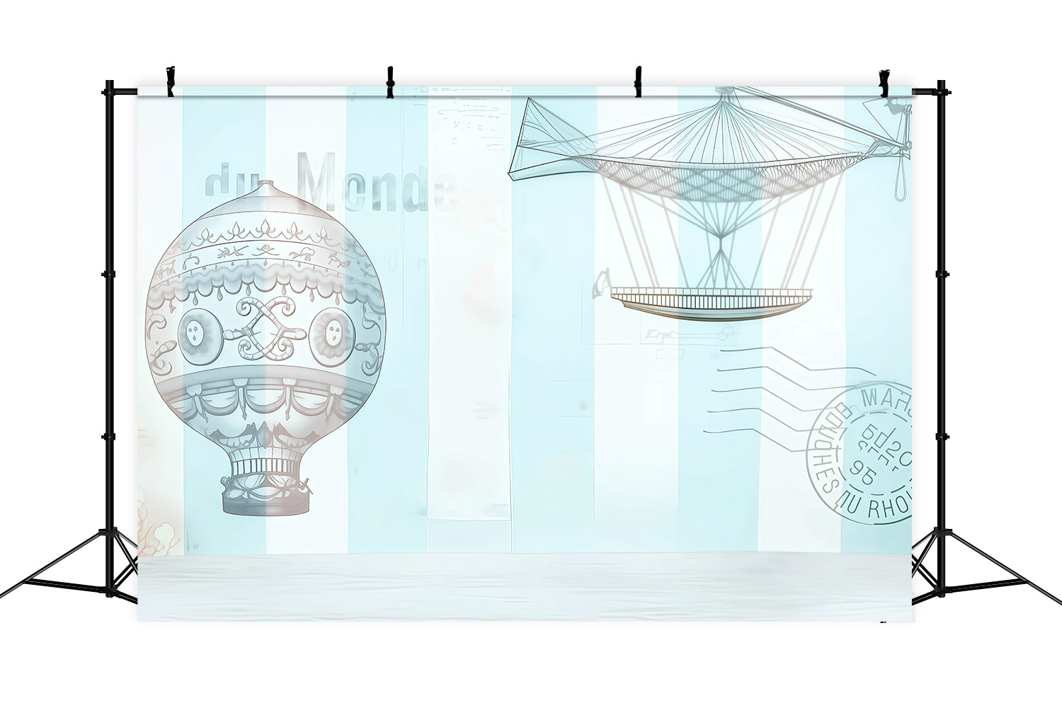 Newborn Backdrop Vintage Hot Air Balloon Illustration Kids Photo Backdrop MRR9-37