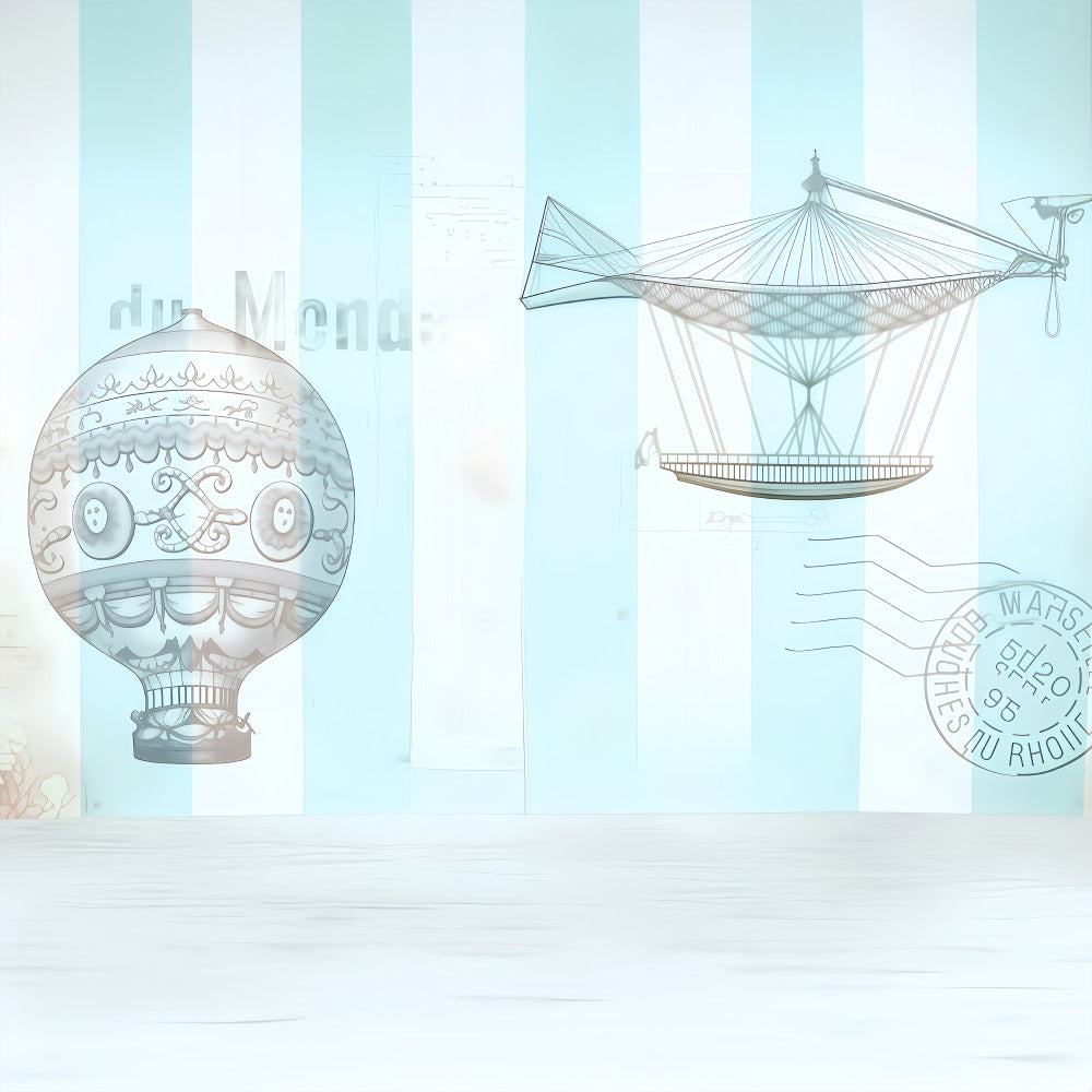 Newborn Backdrop Vintage Hot Air Balloon Illustration Kids Photo Backdrop MRR9-37