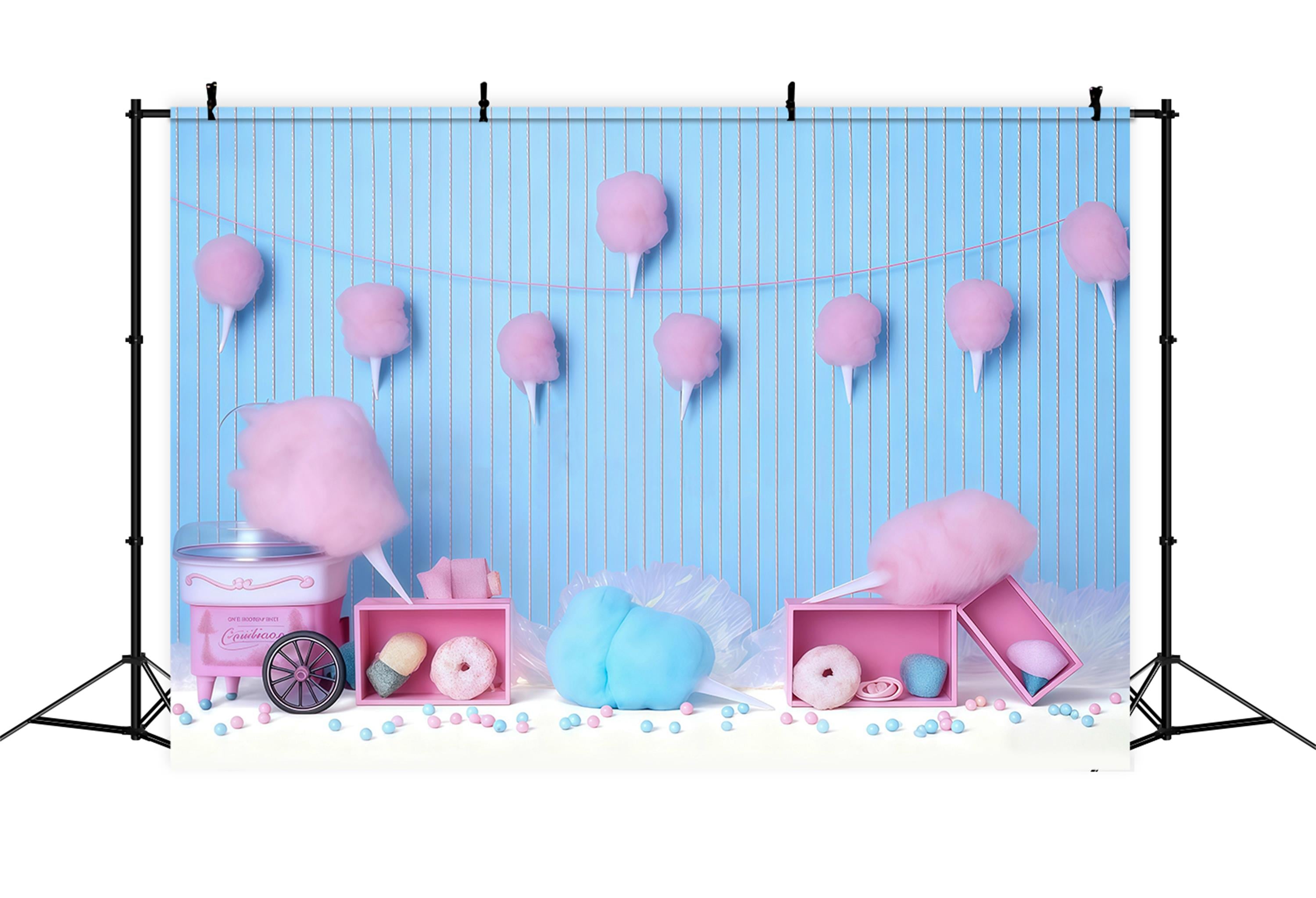 Cake Smash Photography Backdrop Cotton Candy Carnival Birthday Backdrop MRR9-41