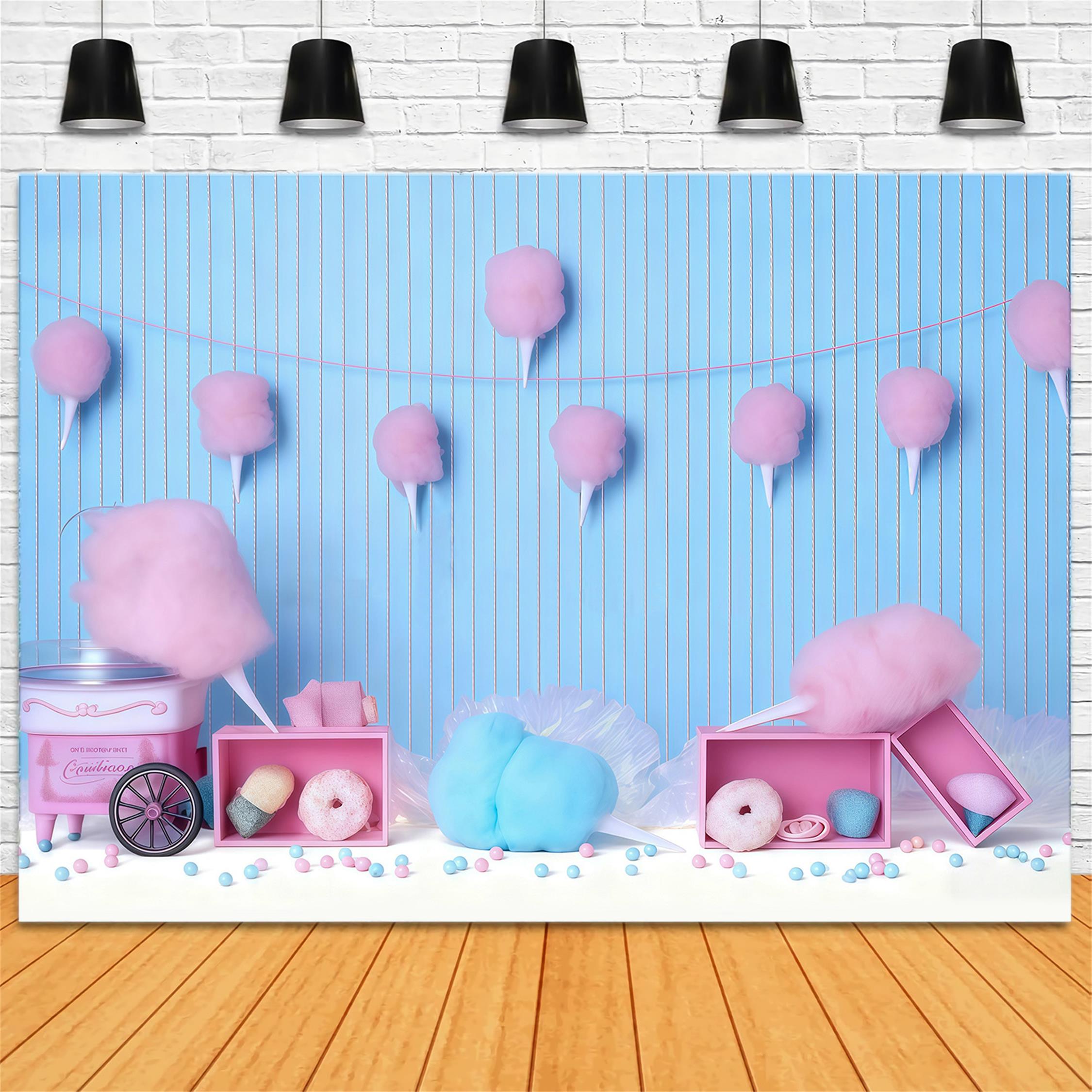 Cake Smash Photography Backdrop Cotton Candy Carnival Birthday Backdrop MRR9-41