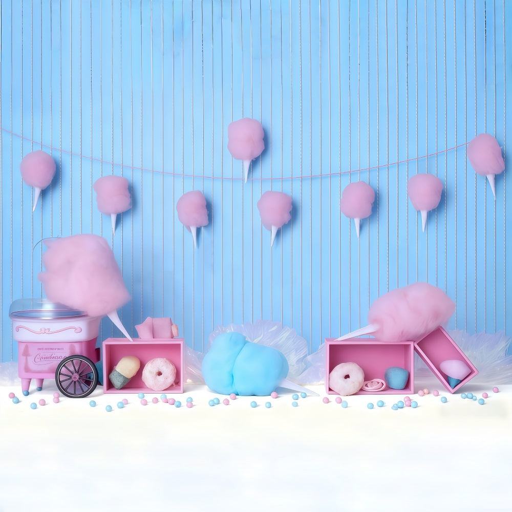 Cake Smash Photography Backdrop Cotton Candy Carnival Birthday Backdrop MRR9-41