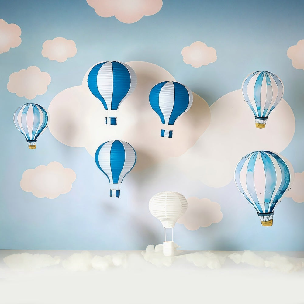 Newborn Backdrop Blue Cloud Hot Air Balloons Kids Photo Backdrop MRR9-47