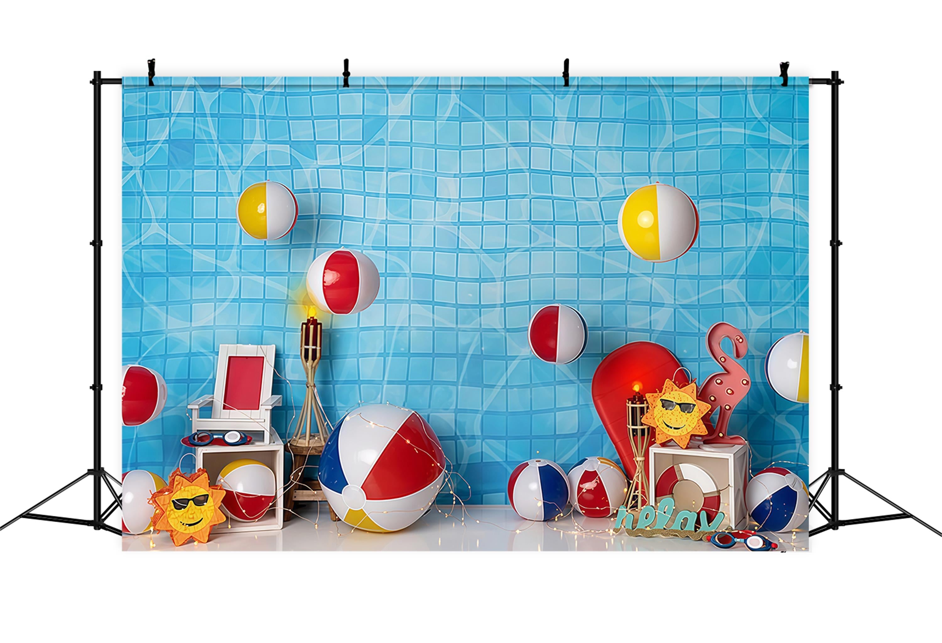 Children Backdrops Pool Tiles Beach Ball Summer Newborn Photography Backdrop MRR9-48