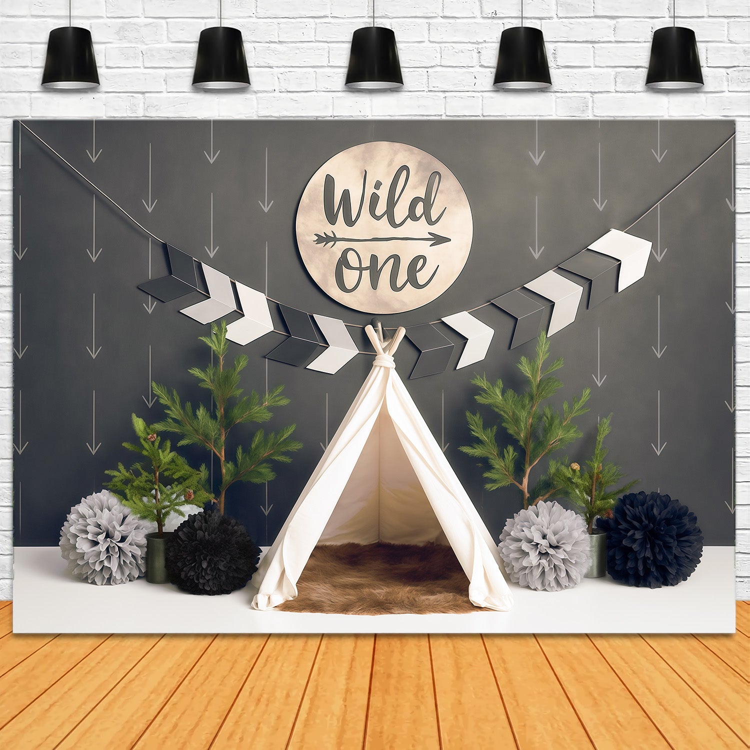 1st Birthday Backdrop Wild One Teepee Adventure Setup Cake Smash Backdrop MRR9-5