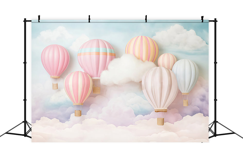 Sky Cloud Backdrop Pastel Hot Air Balloons Backdrop Children Backdrops