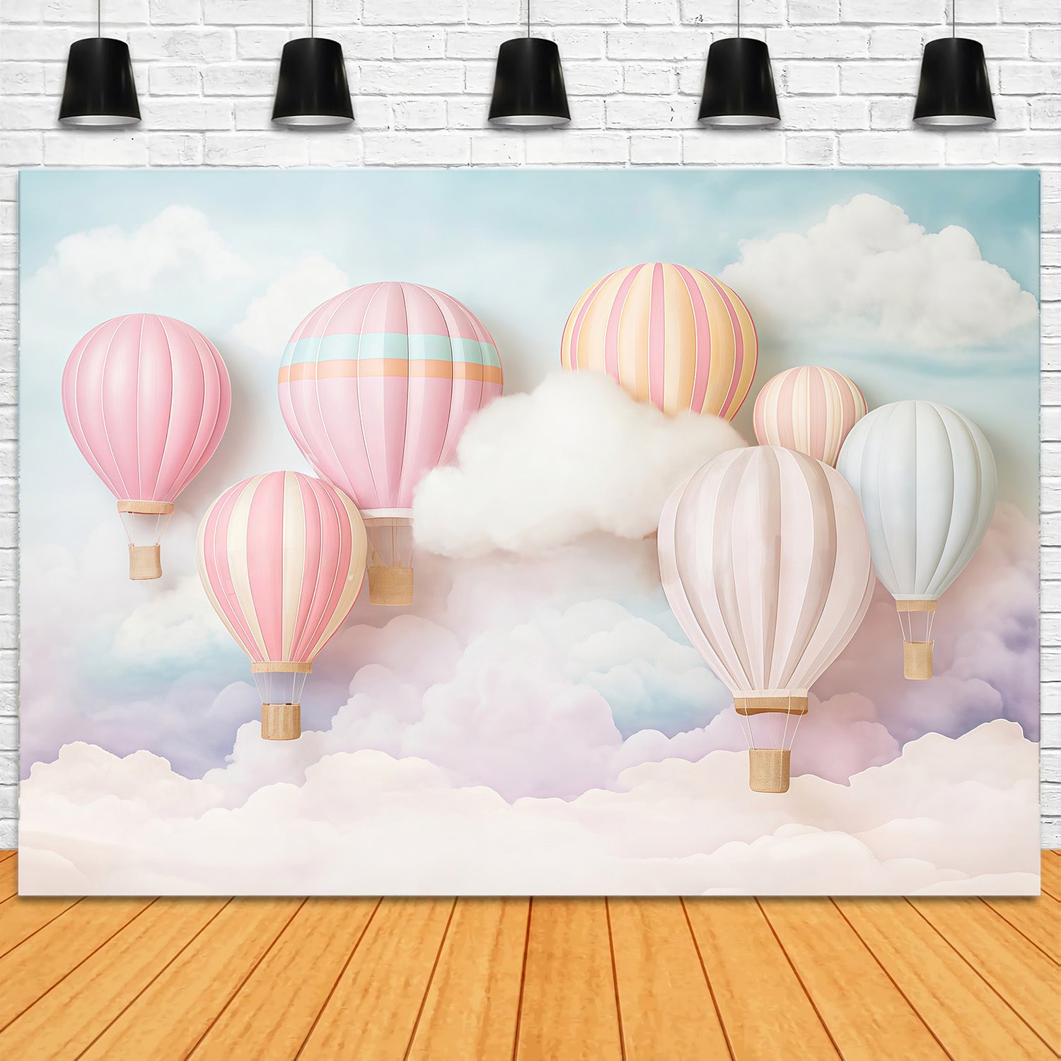 Sky Cloud Backdrop Pastel Hot Air Balloons Backdrop Children Backdrops MRR9-51