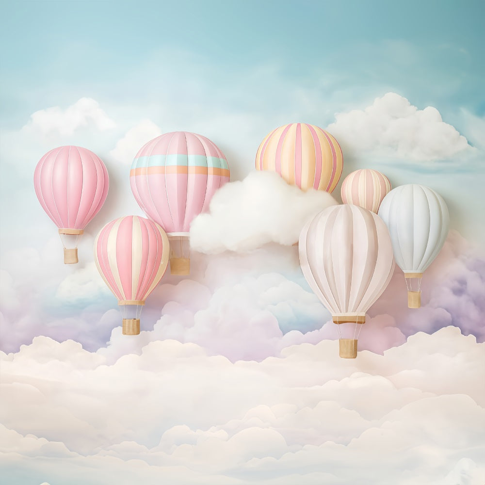 Sky Cloud Backdrop Pastel Hot Air Balloons Backdrop Children Backdrops MRR9-51