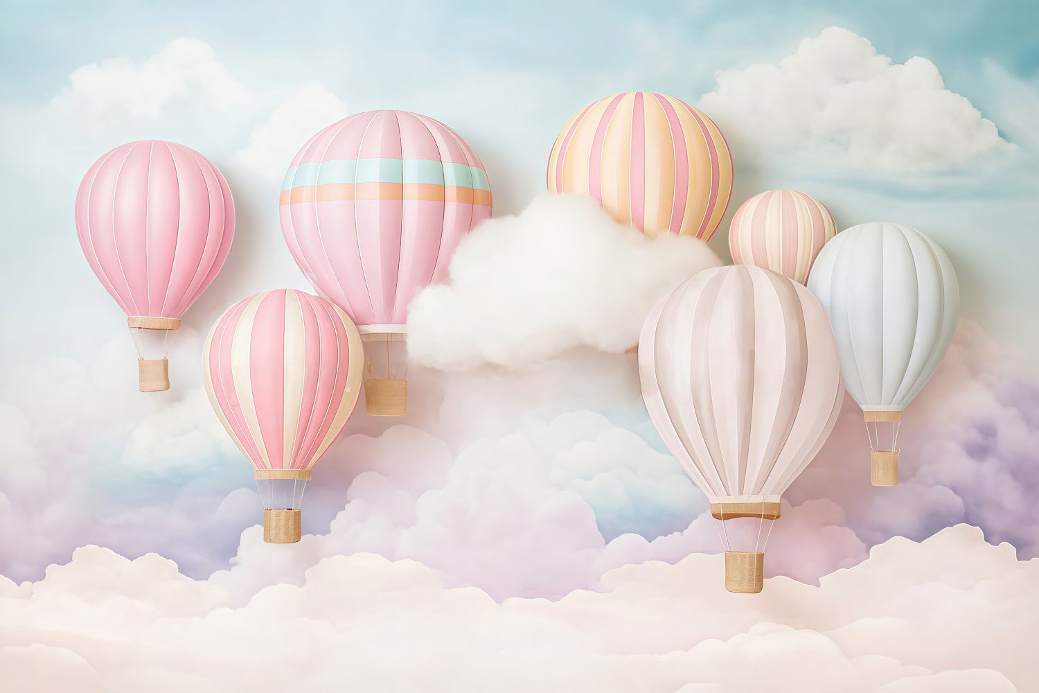Sky Cloud Backdrop Pastel Hot Air Balloons Backdrop Children Backdrops MRR9-51