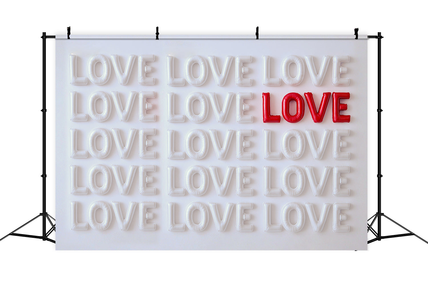 Valentine Backdrop White Red Love Letters Backdrop Valentine's Day Backdrop MRR9-53