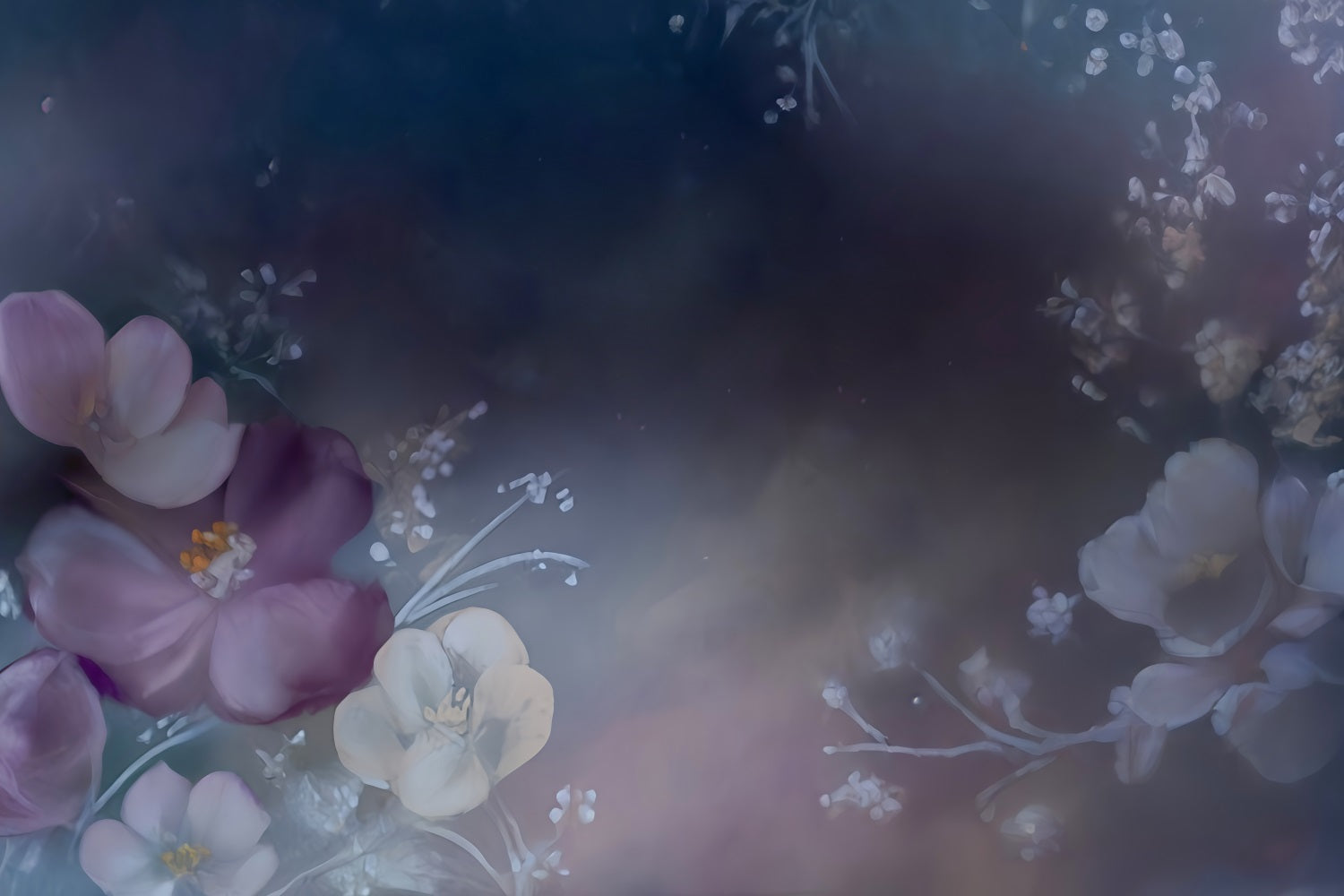 Artistic Backdrop Dark Dreamy Floral Watercolor Design Fine Art Backdrops MRR9-56