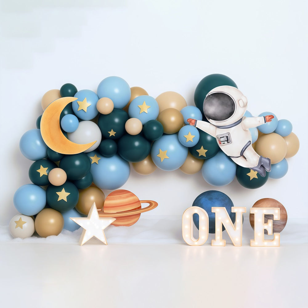 1st Birthday Backdrop Space Astronaut Balloon Adventure Cake Smash Backdrop MRR9-58
