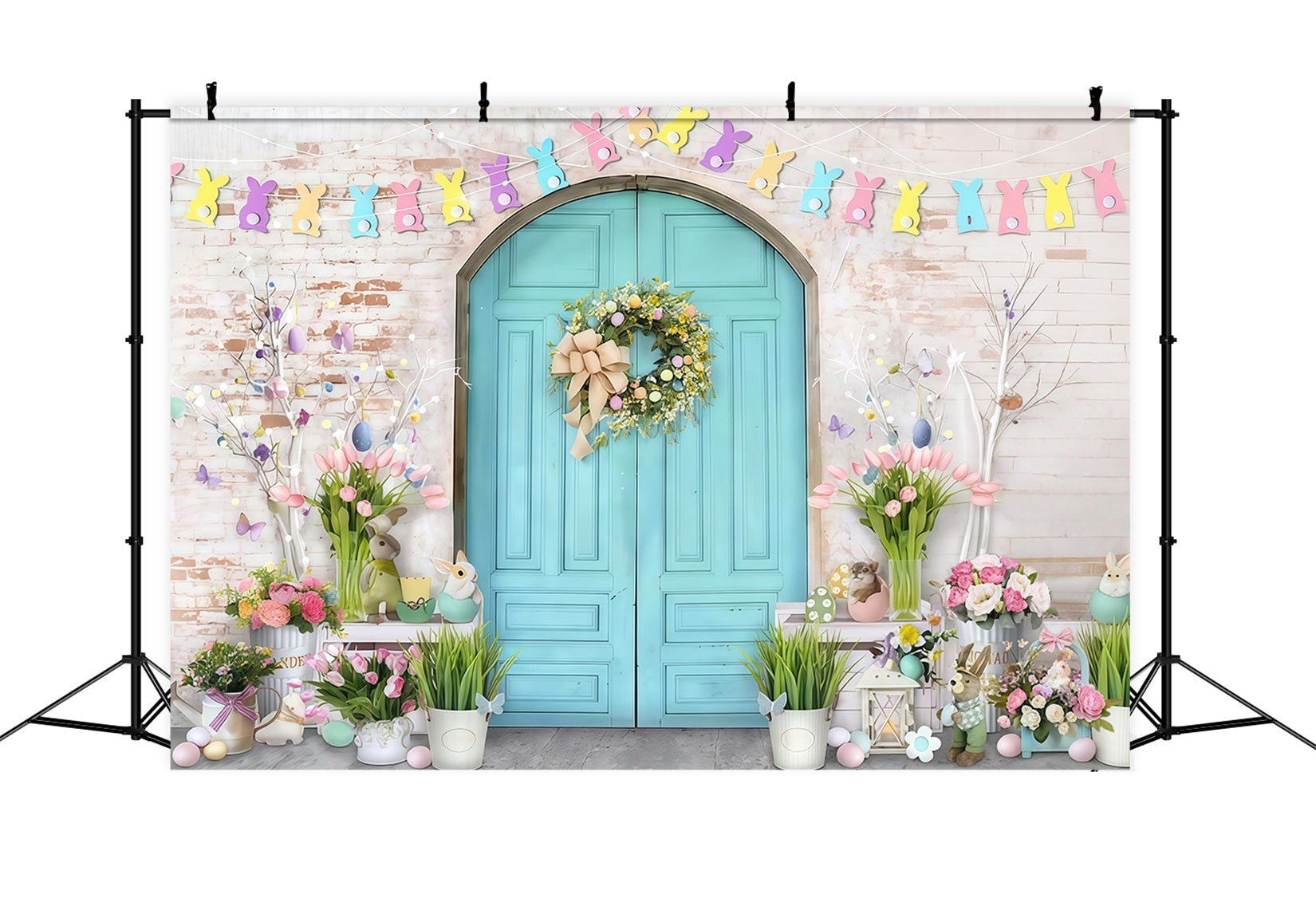 Easter Bunny Backdrop Pastel Bunny Easter Doorway Decor Easter Backdrop MRR9-7