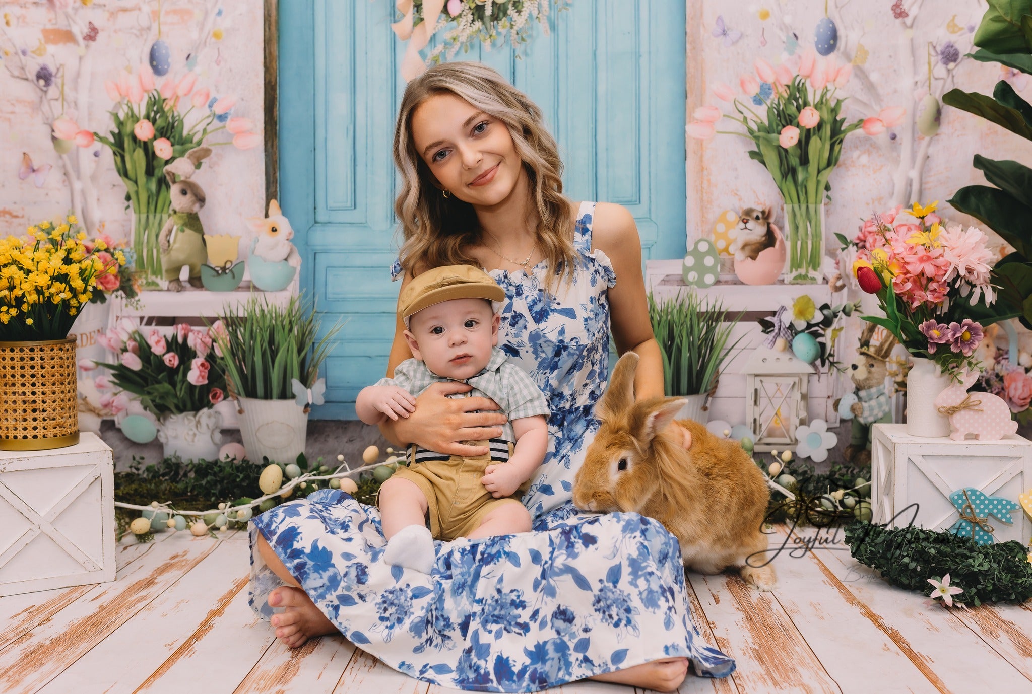 Easter Bunny Backdrop Pastel Bunny Easter Doorway Decor Easter Backdrop MRR9-7