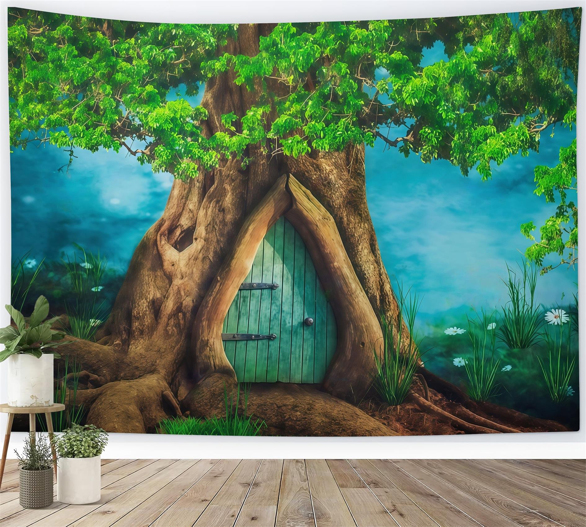 Forest Backdrop Enchanted Tree Trunk Door Newborn Photography Backdrop MRR9-72