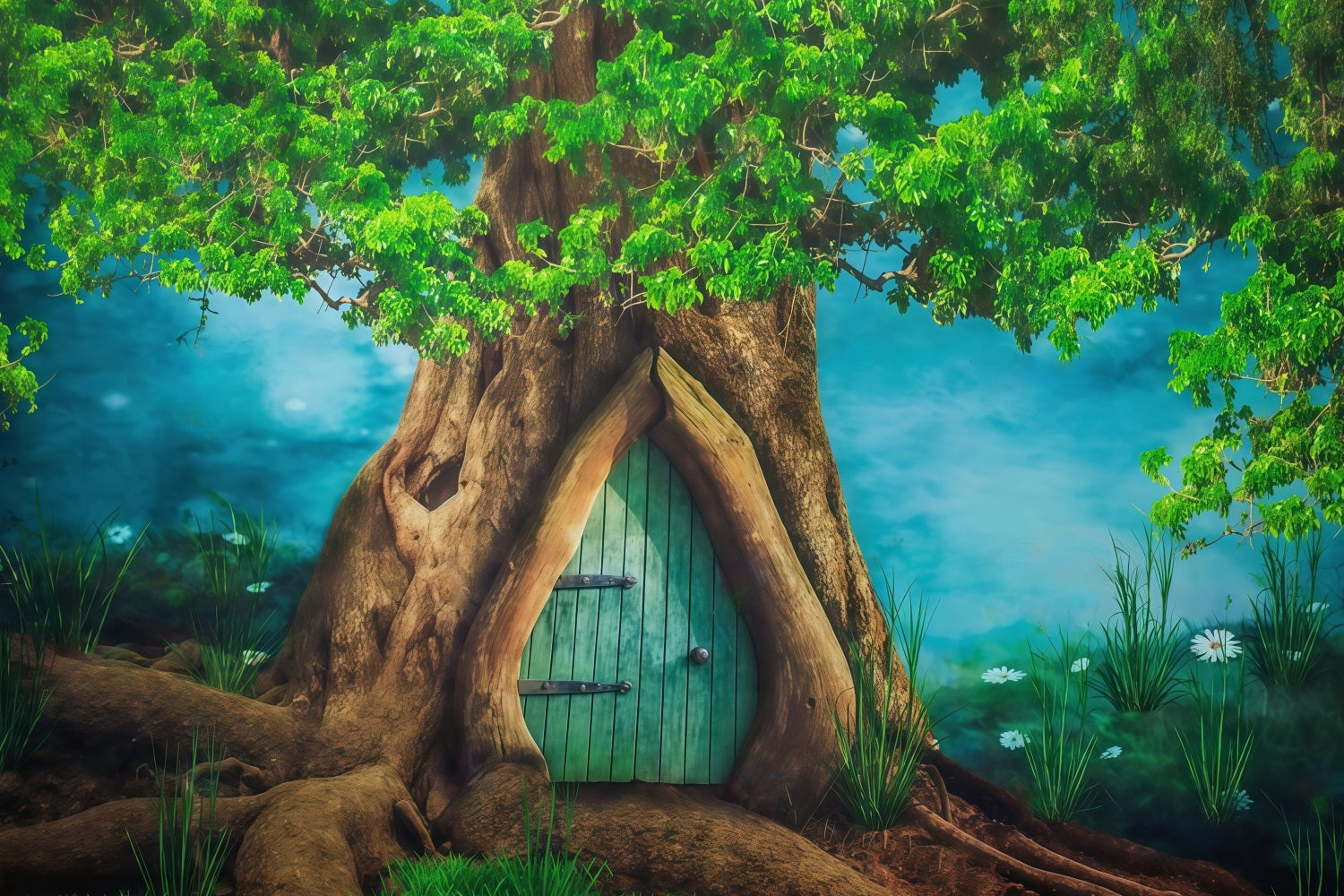 Forest Backdrop Enchanted Tree Trunk Door Newborn Photography Backdrop MRR9-72