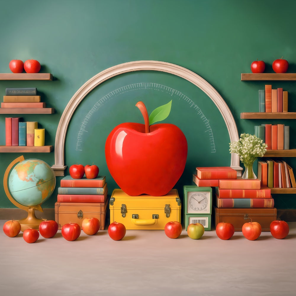 School Photo Backdrop Giant Red Apple Classroom Back To School Backdrop MRR9-76