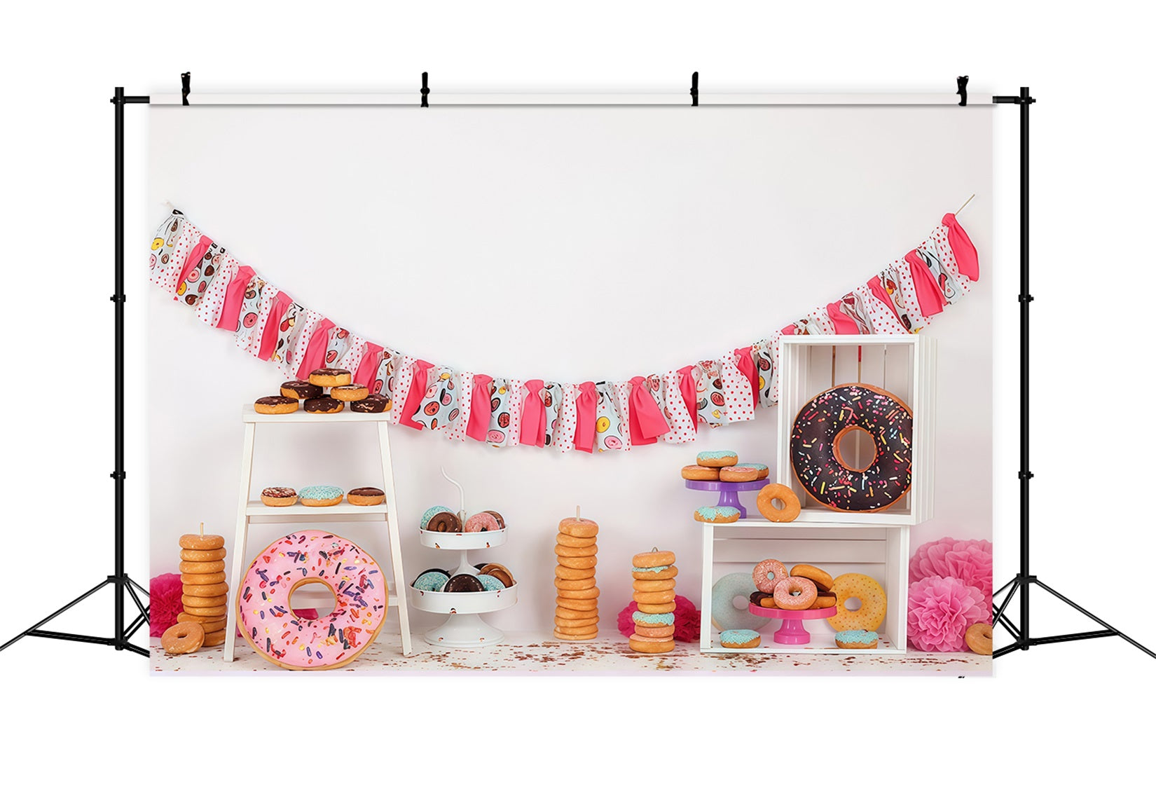 Cake Smash Backdrop Colorful Donut Dessert Party Setup Birthday Photo Backdrop MRR9-8
