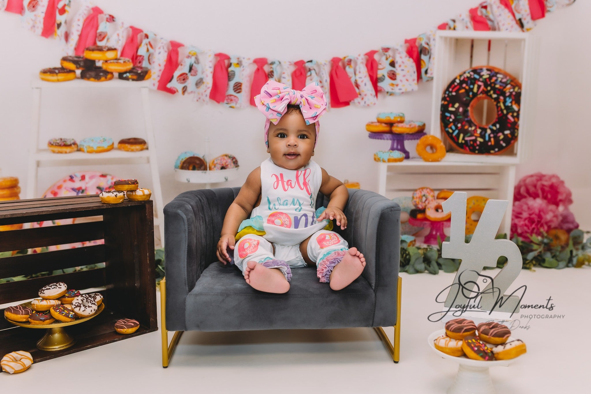 Cake Smash Backdrop Colorful Donut Dessert Party Setup Birthday Photo Backdrop MRR9-8