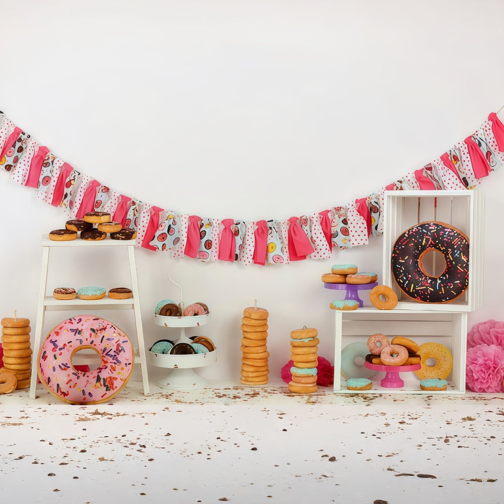 Cake Smash Backdrop Colorful Donut Dessert Party Setup Birthday Photo Backdrop MRR9-8