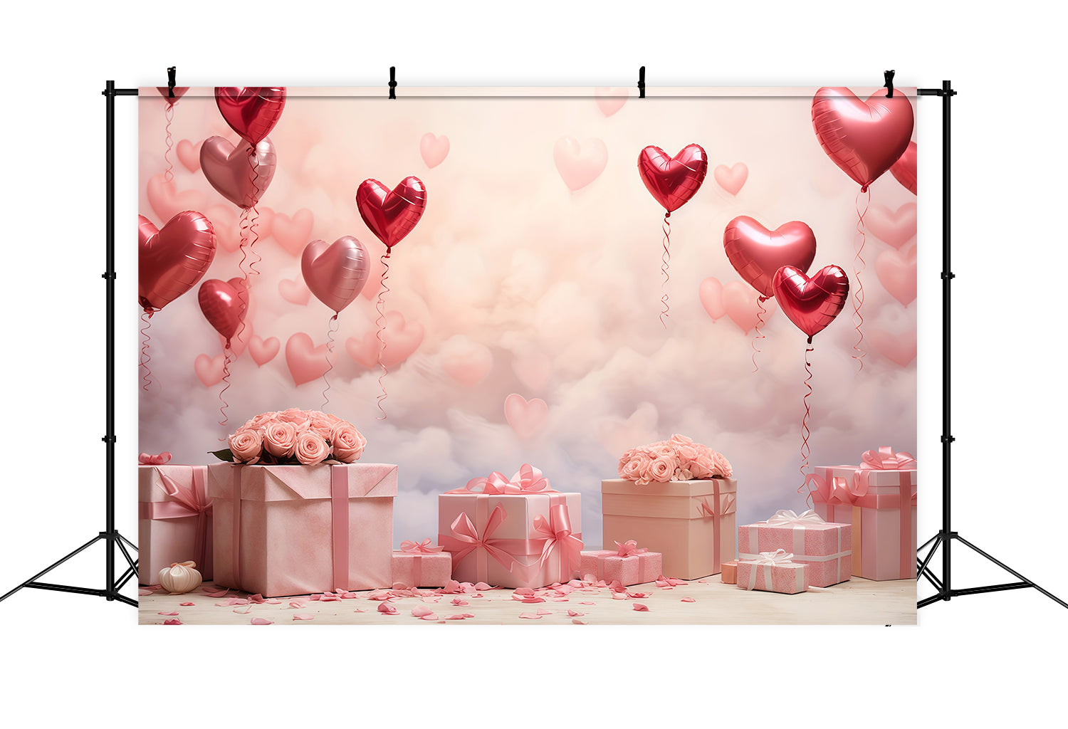 Valentine Backdrop Romantic Heart Balloons Gifts Valentine Photography Backdrop MRR9-86