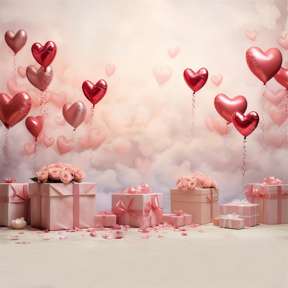 Valentine Backdrop Romantic Heart Balloons Gifts Valentine Photography Backdrop MRR9-86