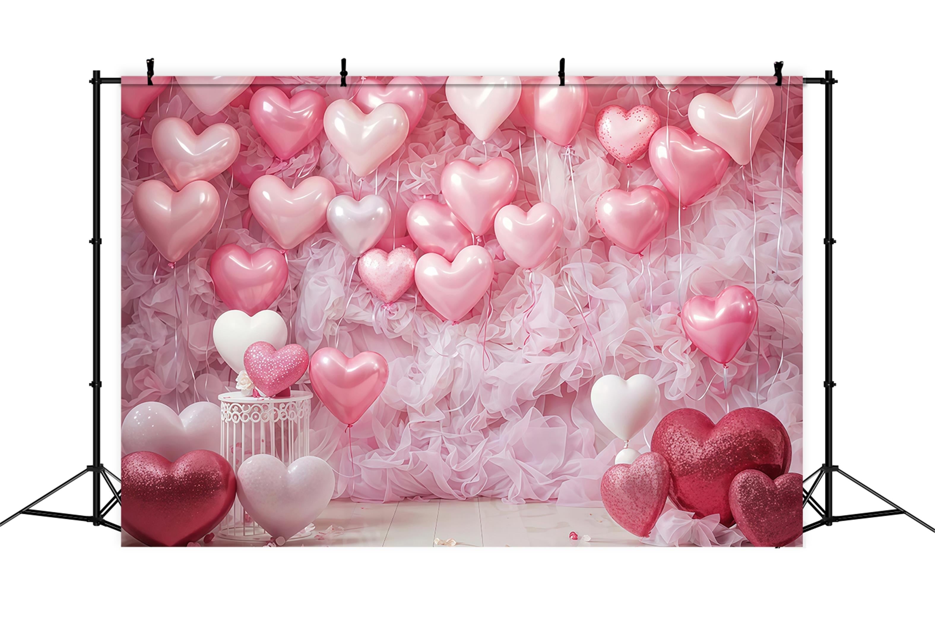 Valentine Backdrop Pink Heart Balloon Wall Valentine's Day Backdrop MRR9-88
