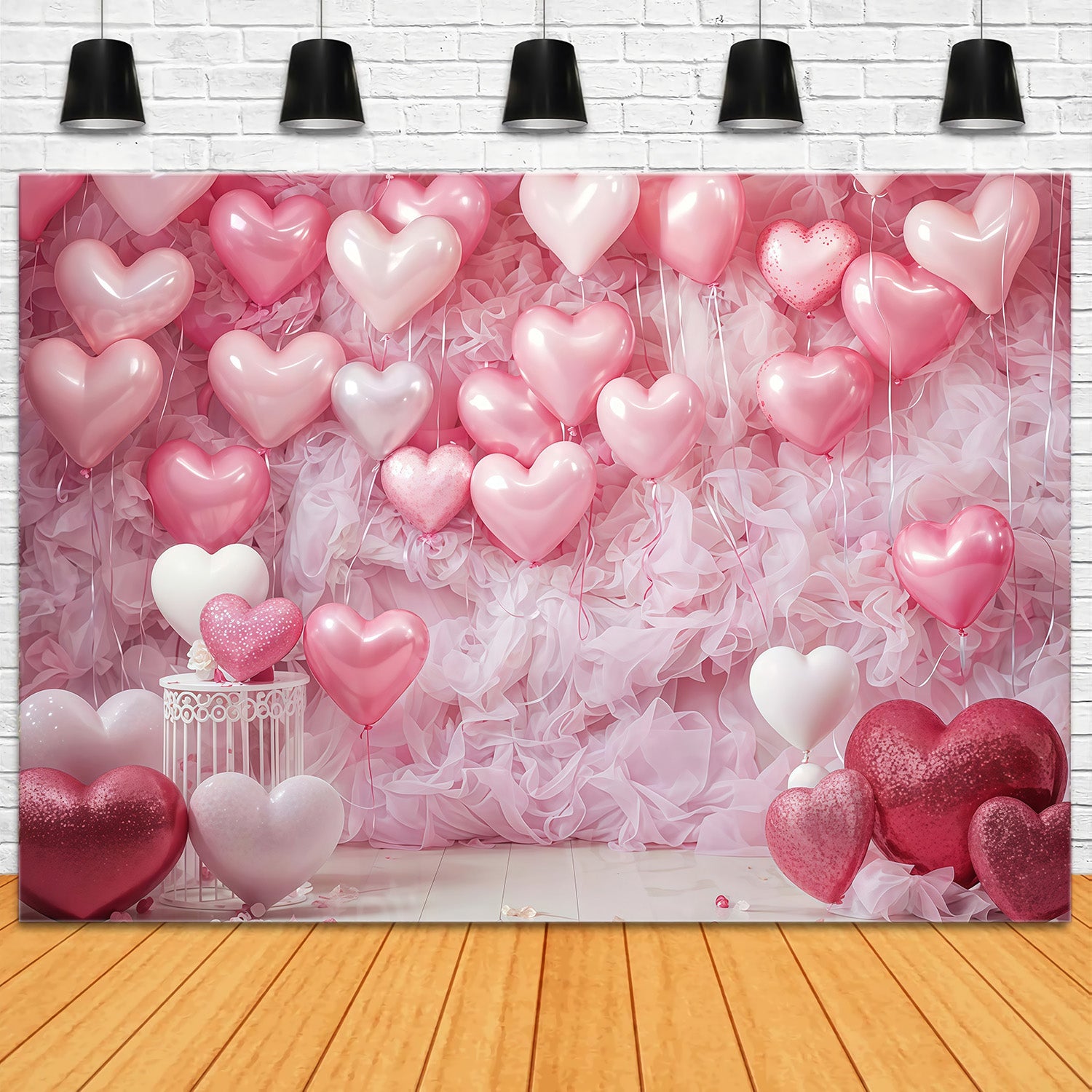 Valentine Backdrop Pink Heart Balloon Wall Valentine's Day Backdrop MRR9-88