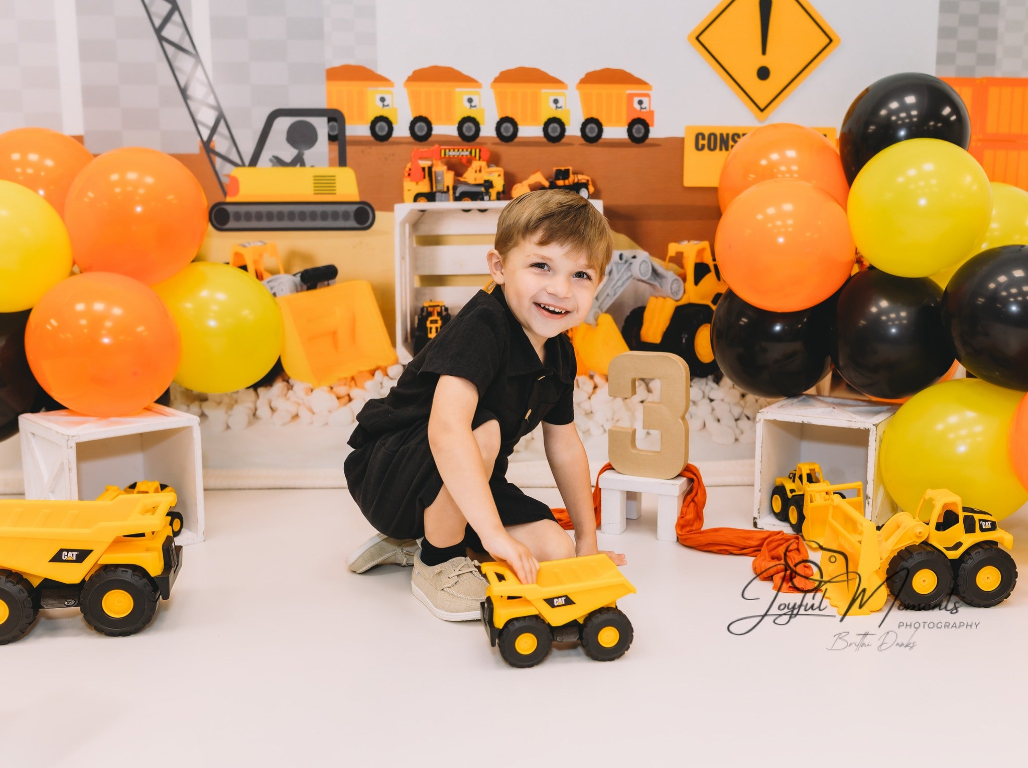 Kids Photo Backdrop Construction Trucks Toy Display Newborn Backdrop MRR9-9
