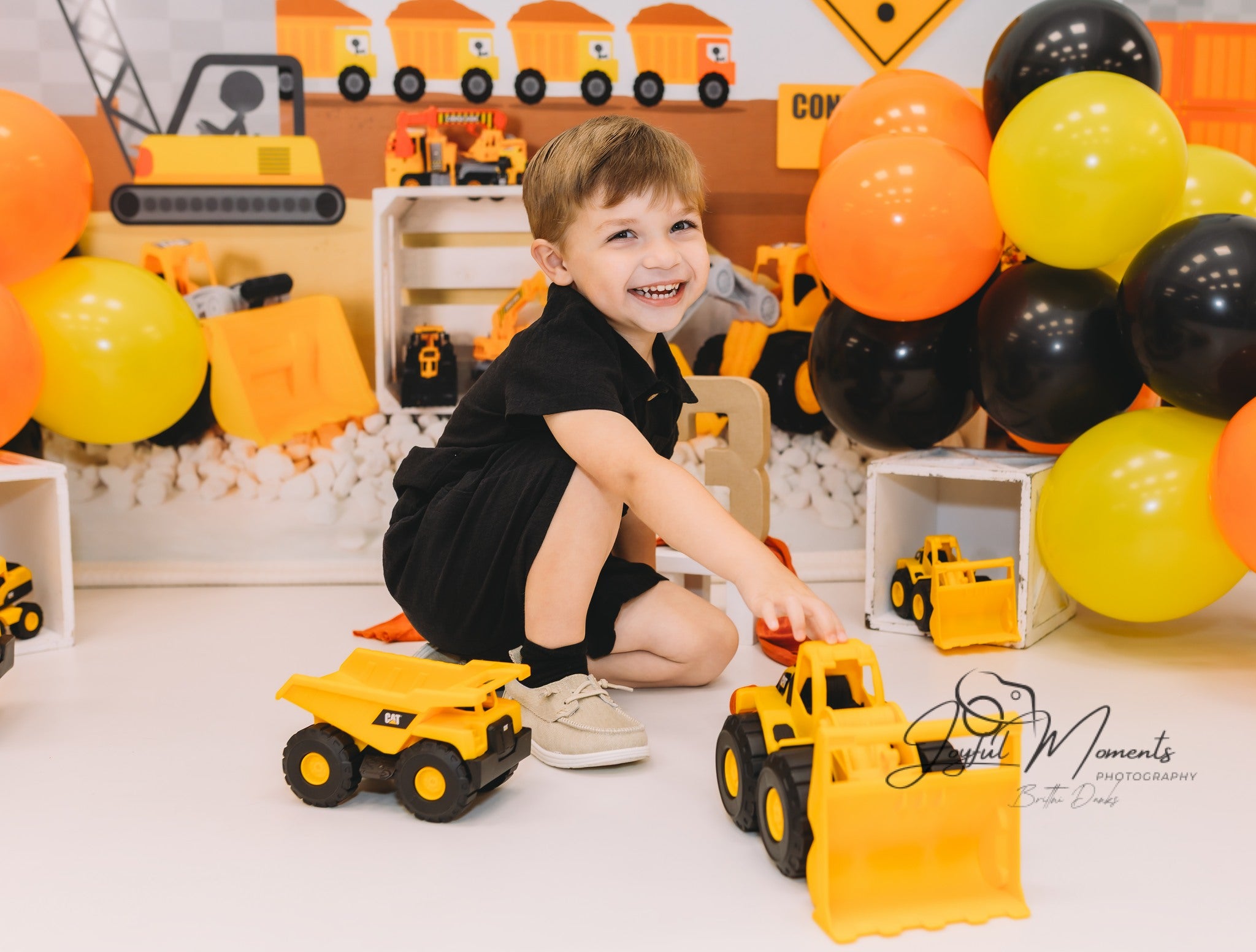 Kids Photo Backdrop Construction Trucks Toy Display Newborn Backdrop MRR9-9