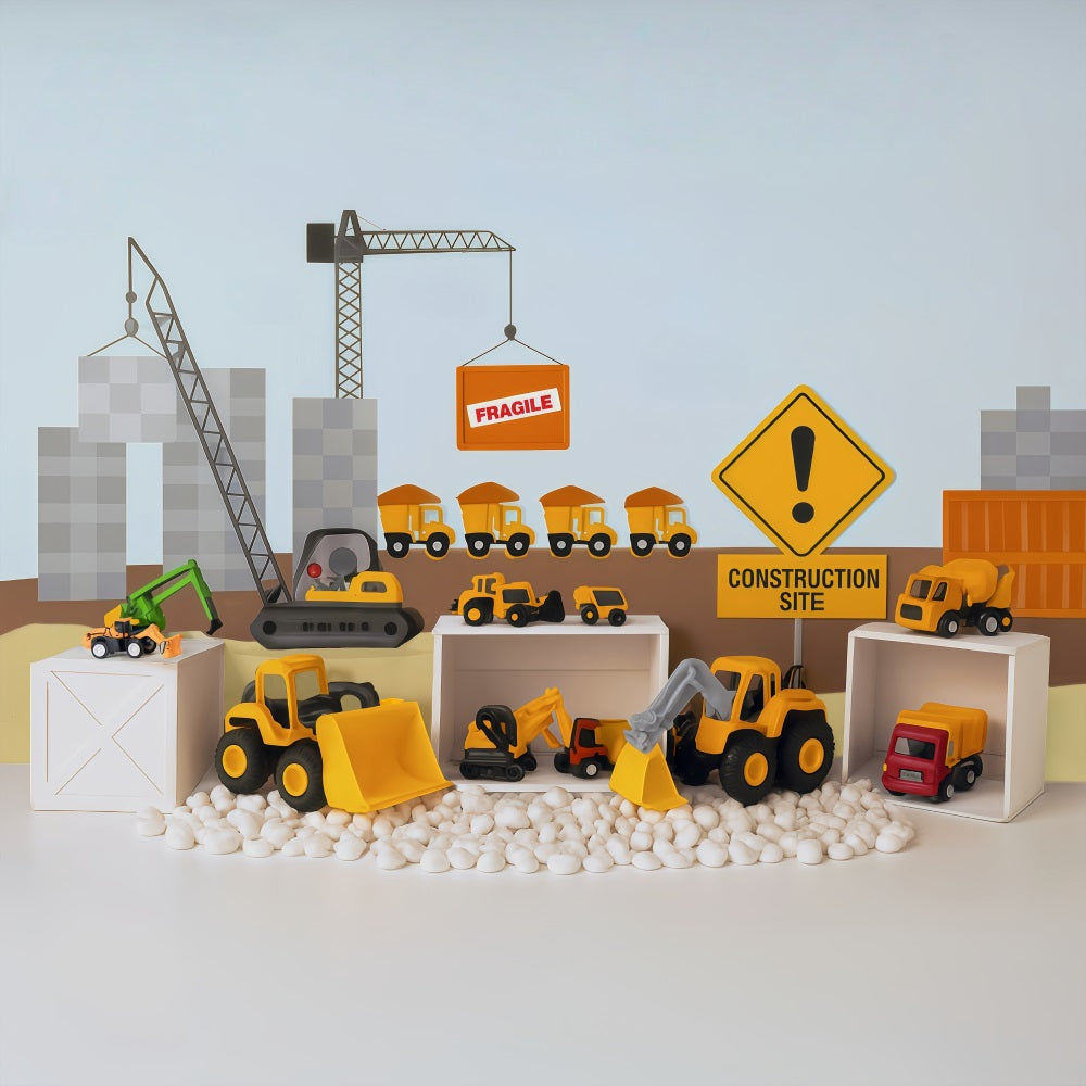 Kids Photo Backdrop Construction Trucks Toy Display Newborn Backdrop MRR9-9
