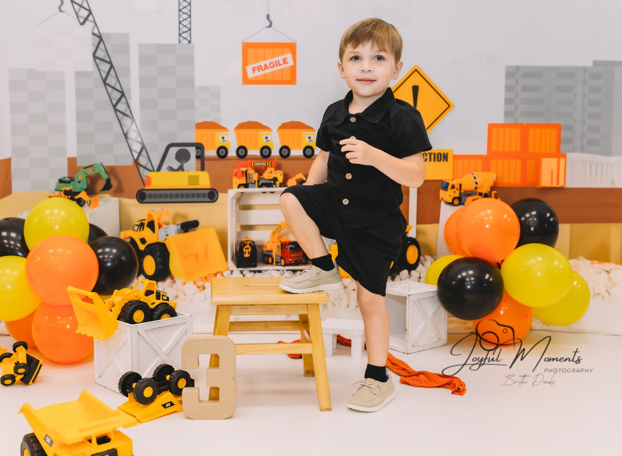 Kids Photo Backdrop Construction Trucks Toy Display Newborn Backdrop MRR9-9