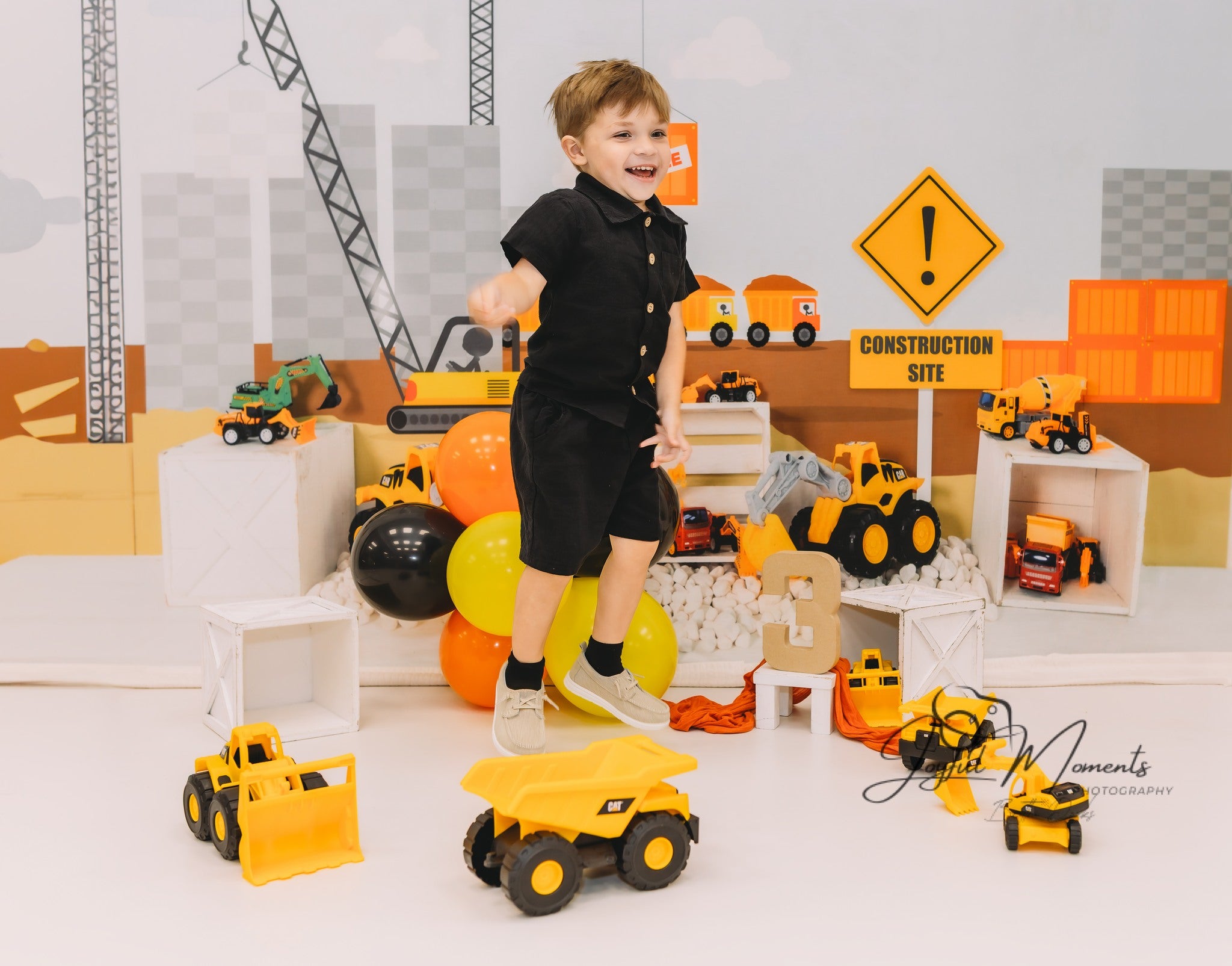 Kids Photo Backdrop Construction Trucks Toy Display Newborn Backdrop MRR9-9