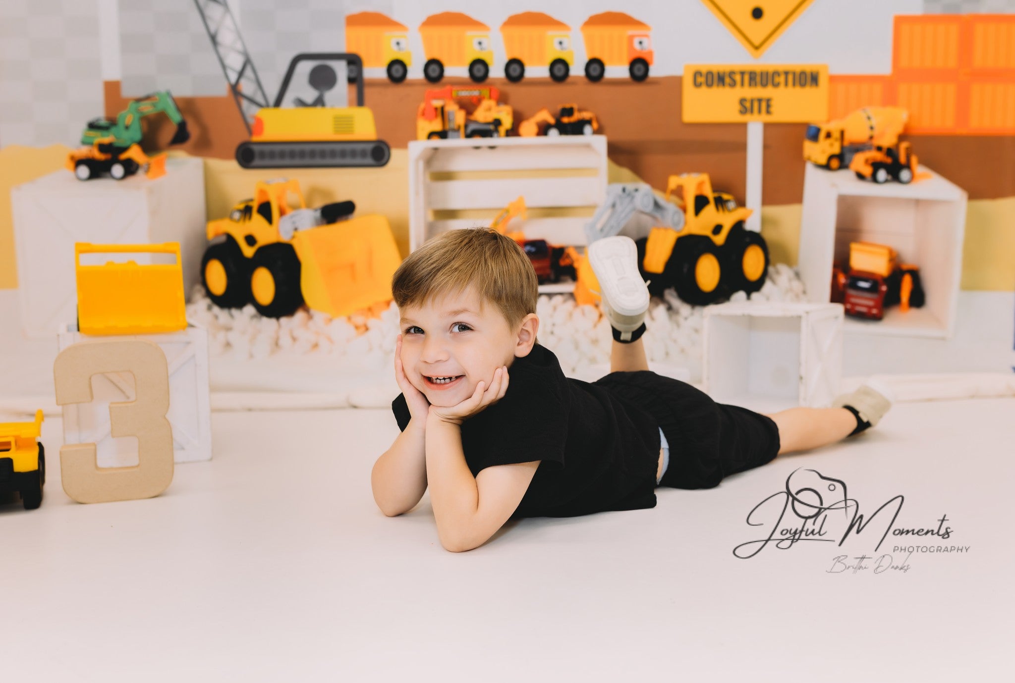 Kids Photo Backdrop Construction Trucks Toy Display Newborn Backdrop MRR9-9