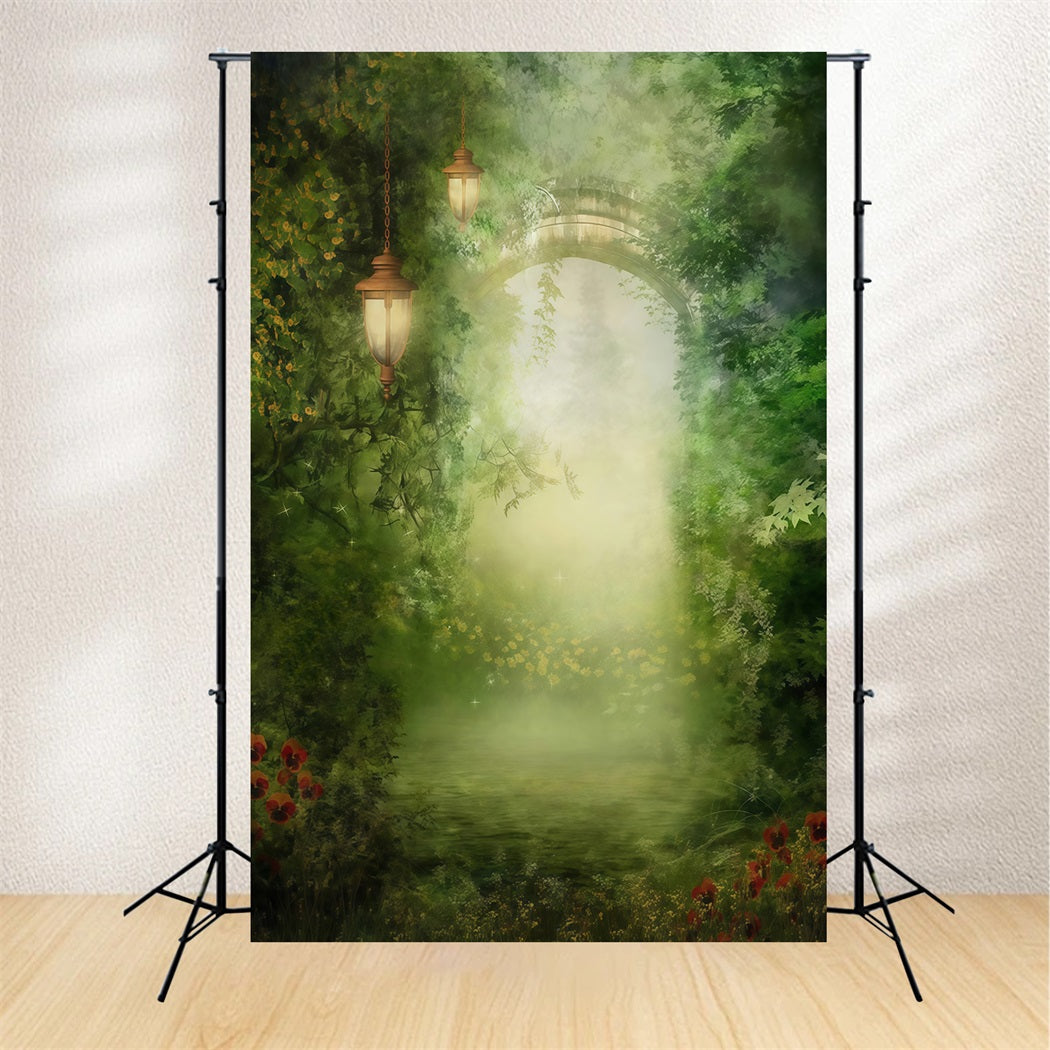 Enchanted Forest Backdrop Magical Misty Arch Lanterns Forest Backdrop MRR9-94
