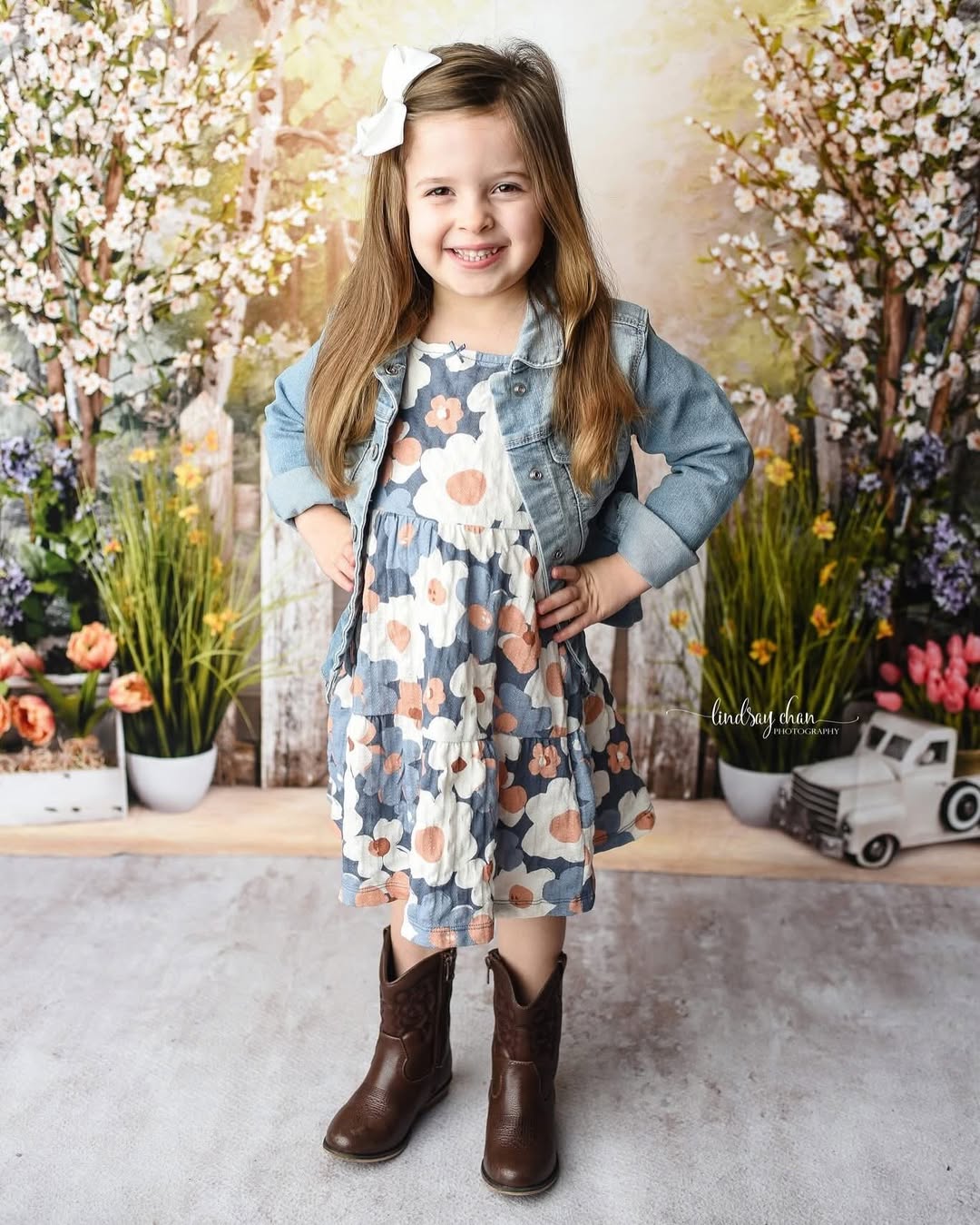 Fine Art Backdrops Spring Garden Fence Flowers Truck Artistic Backdrop MRR9-34