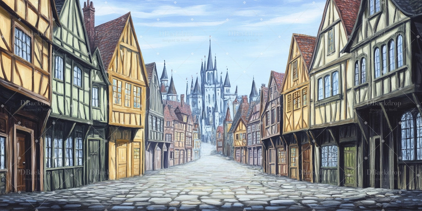 Backdrop Rendering Town Stage Scenery Backdrops Old Town Street Theater Backdrop CSH59-T22