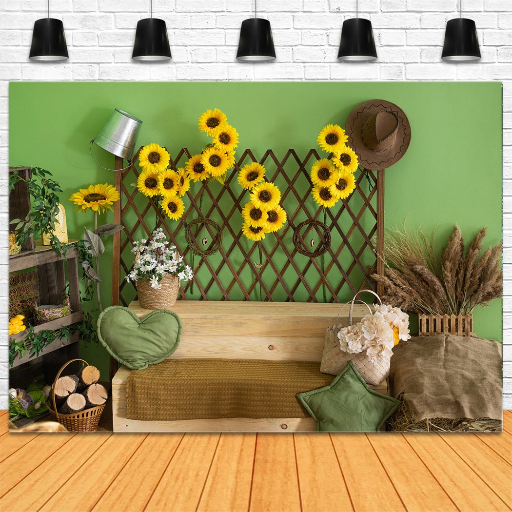 Summer Indoor Sunflower Rustic Backdrop RR3-25