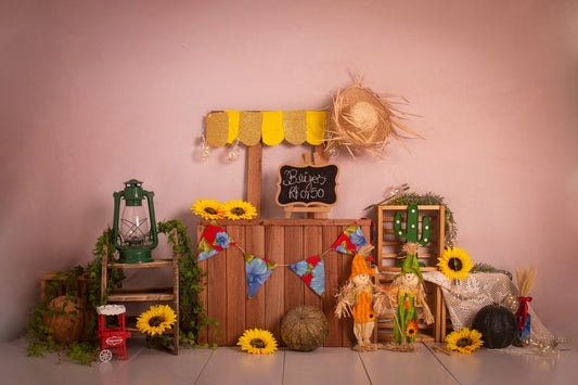 Summer Powder Wall Sunflower Sale Booth Backdrop RR3-26