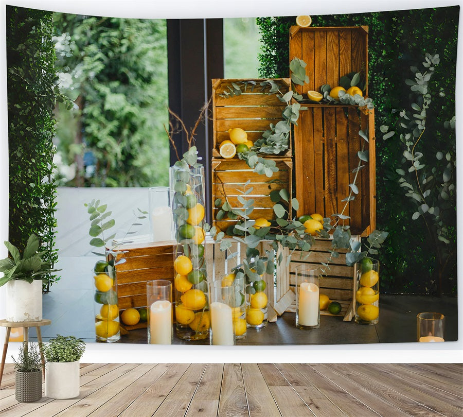 Lemon Grad Backdrop Summer Lemon Greenery Fresh Backdrop RR3-31 – Dbackdrop