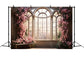 DBackdrop Pink Flowers Vintage Floor Window Cozy Scene Backdrop RR3-33