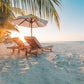 DBackdrop Summer Seaside Fine Soft Beach Coconut Tree Chaise Lounge Backdrop RR3-43