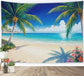 DBackdrop Summer Oil Painting Style Coconut Tree Flower Blue Sea Backdrop RR3-44