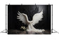 DBackdrop Black Wall Holy Angels White Wings White Roses Backdrop RR4-15