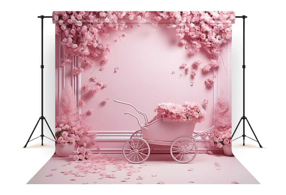 DBackdrop Pink Vintage Wall Full of Roses Trolley Backdrop RR4-33 ...