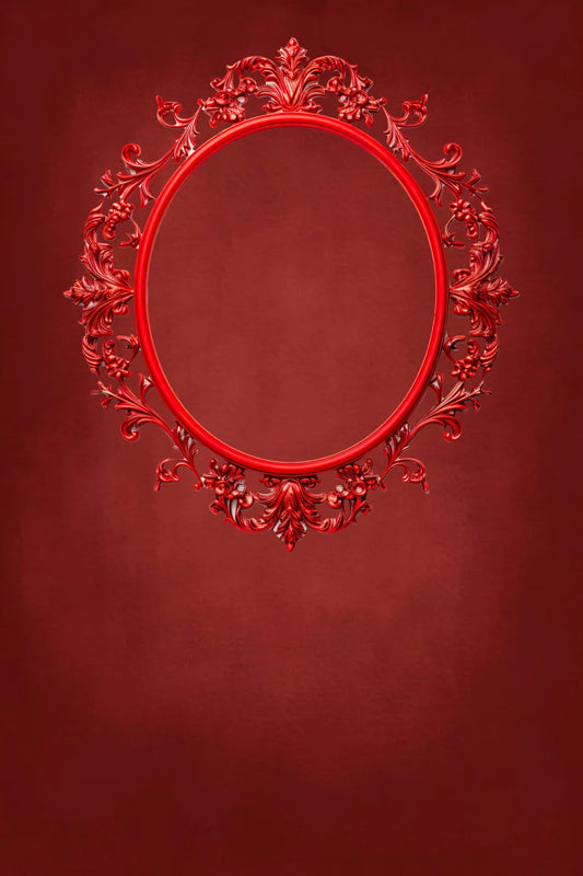 DBackdrop Art Vintage Red Oval Photo Frame Abstract Backdrop RR4-52