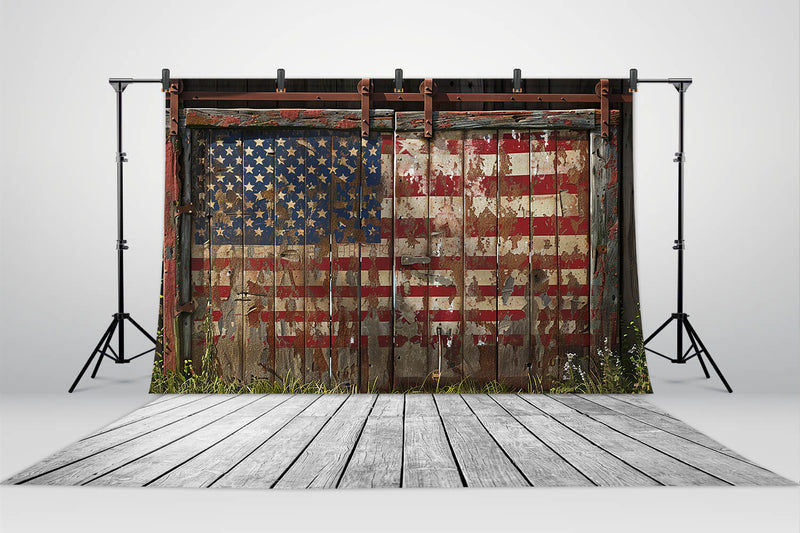 Vintage American Flag Barn Wall Patriotic Backdrop RR6-9