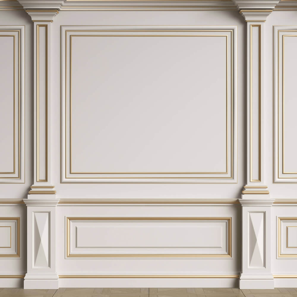 Empty Room Interior White Retro Wall Backdrop RR6-90