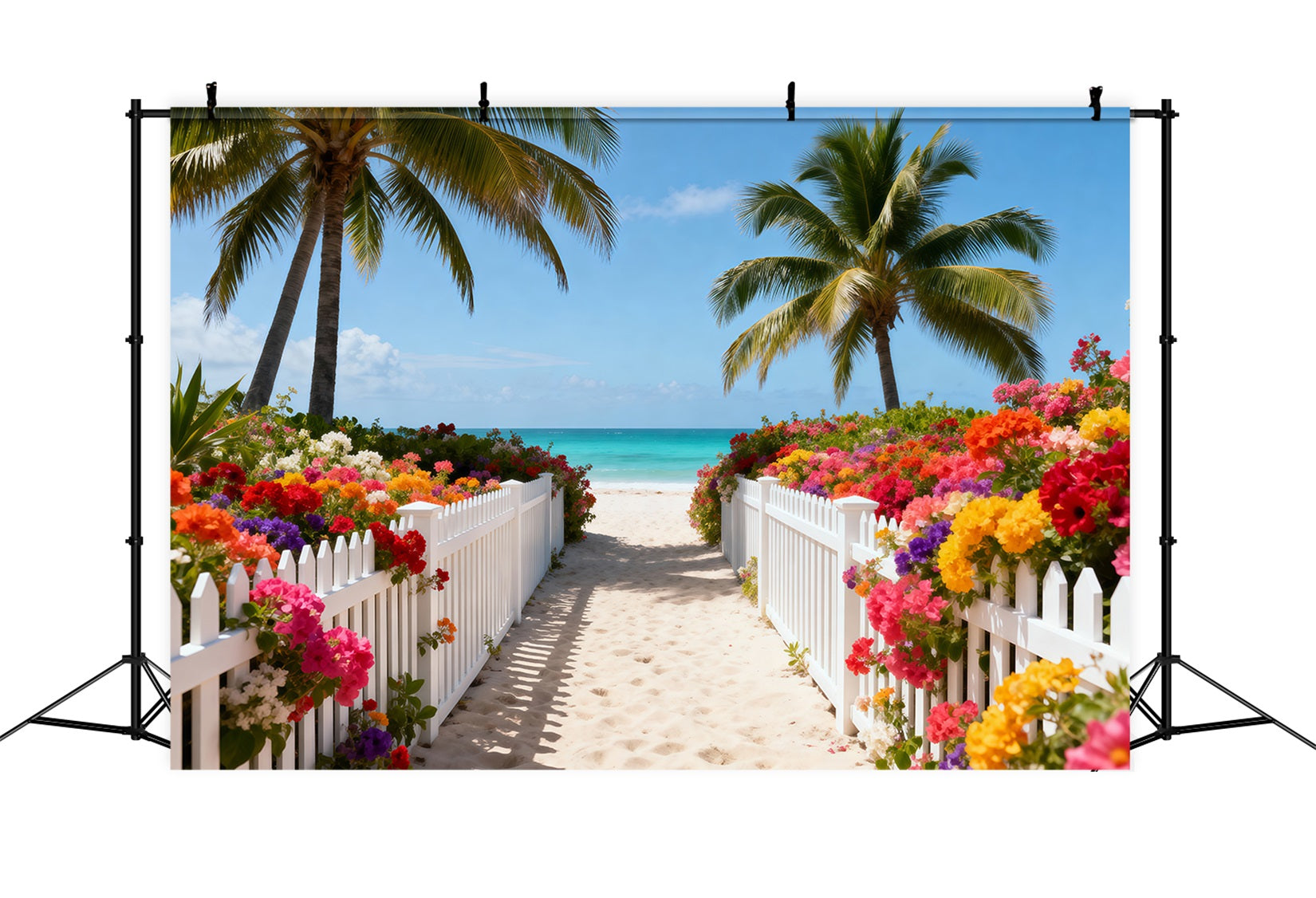 Beach Backdrop Photoshoot Floral Pathway Sunny Ocean Summer Backdrops RR61-18