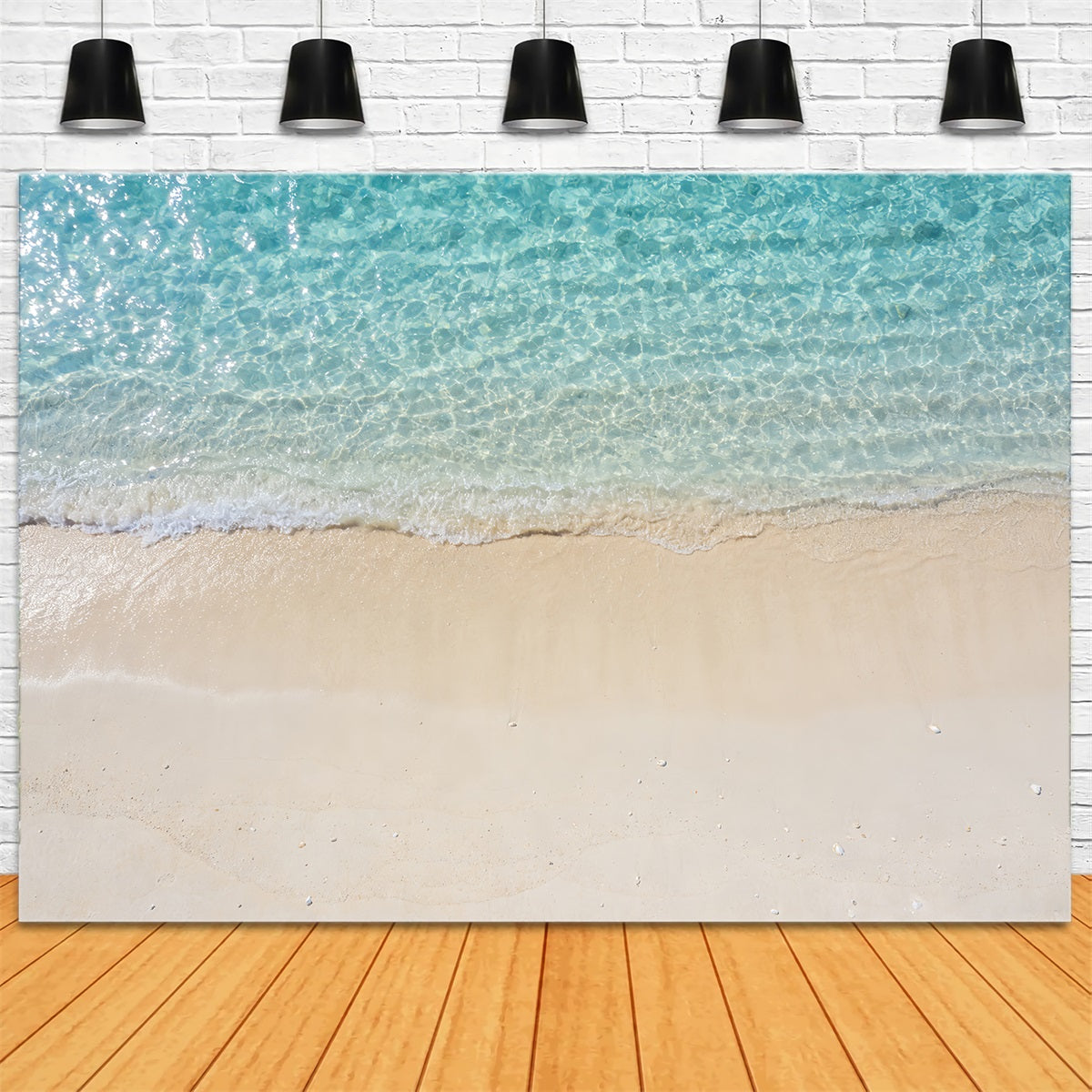 Beach Backdrop Photography Clear Turquoise Water Shore Summer Backdrop RR61-26